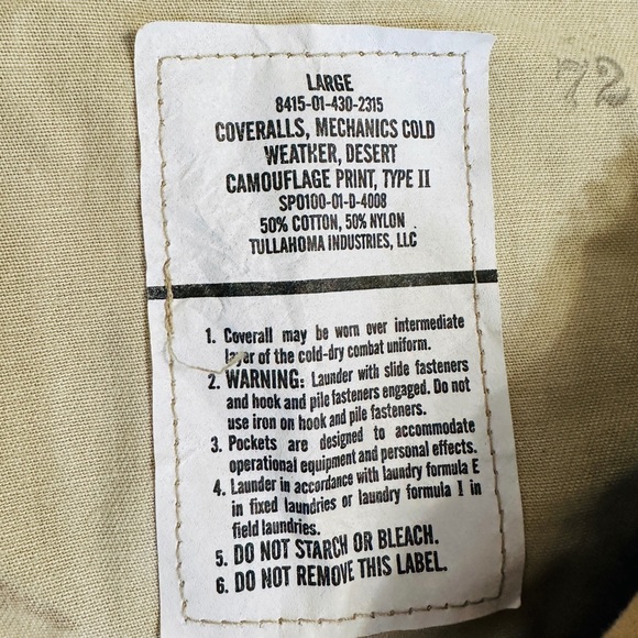 RARE Official Military Special Unit Desert Camouflage Boiler Suit Coveralls Sz L - Picture 8 of 12
